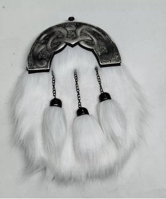 White Rabbit Vegan Kilt Sporran 100% Synthetic Fur And Vegan Leather