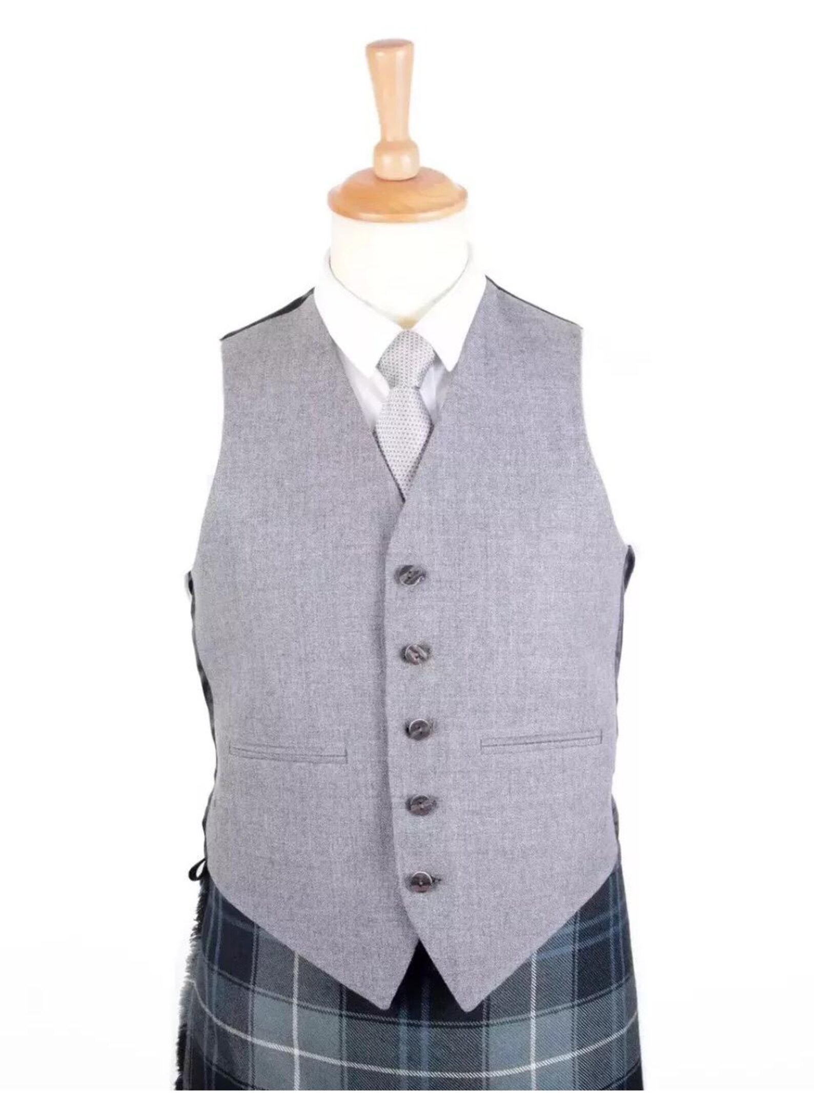 Grey Slim Fit Sailor Collar Scottish Wool Jacket main image 0