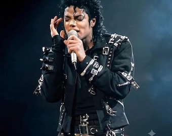 Blouson motard en cuir d'agneau Michael Jackson Bad Era | Manteau vintage à boucle pour hommes