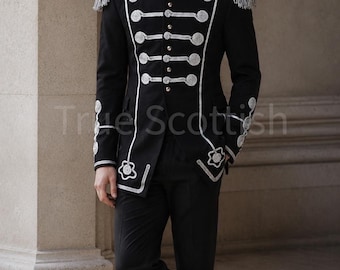 Men’s Black  Hussar Jacket Napoleonic Military Coat Steampunk Uniform Cotton Historical Reenactment Cosplay