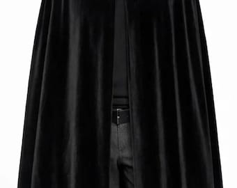Men’s Black Velvet Victorian Cape Handmade Steampunk Gothic Cloak Vintage Long Cape Coat