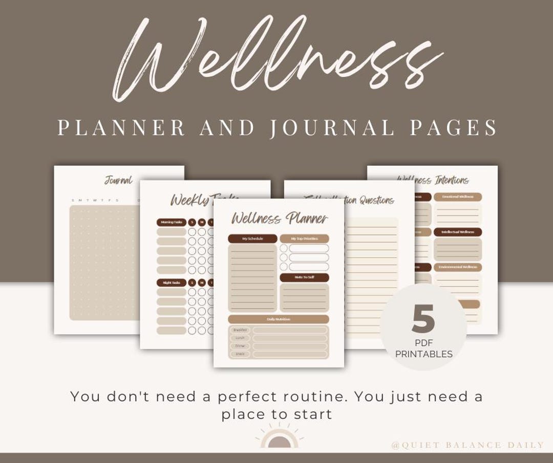 Wellness Planner Printable PDF | Daily Planner, Weekly Habit Tracker ...