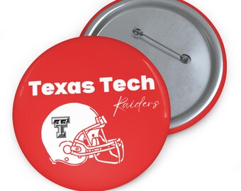 Texas Tech Helmet Pin Button | Red Round School Spirit Button