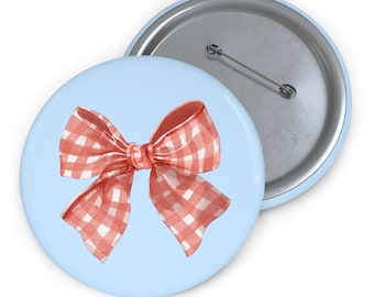 Ole Miss Game Day Gingham Bow Pin Buttons, Cute Accessories, Gift for Her, Party Favors, Retro Style, Birthday Gifts