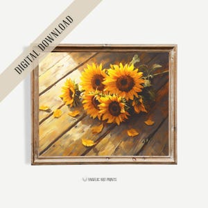 Rustic Sunflower Bouquet - Farmhouse Floral Digital Print - Warm Botanical Poster - Country Cottagecore Decor - Vintage-Style Artwork