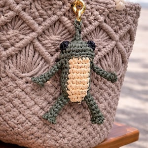 Raffia Frog Keychain Crochet Handmade Bag Charm Handmade Keyring Animal Accessory