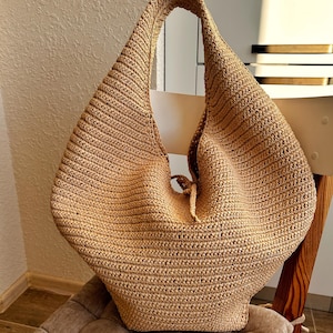 Große Raffia Hobo Bag Gehäkelte Stroh Schulter Handtasche Halbmond Form