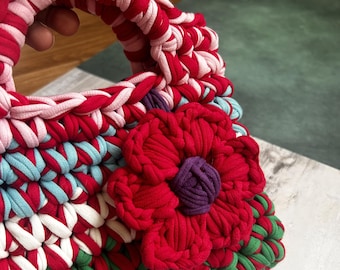 Crochet Flower Keychain: Handmade Cotton Yarn Bag Charm Colorful Accessori
