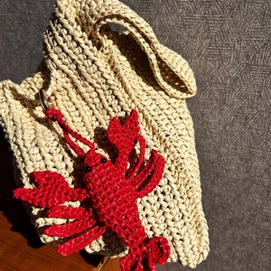 Raffia Lobster Keychain Handmade Nautical Bag Charm Marine Accessory image 8