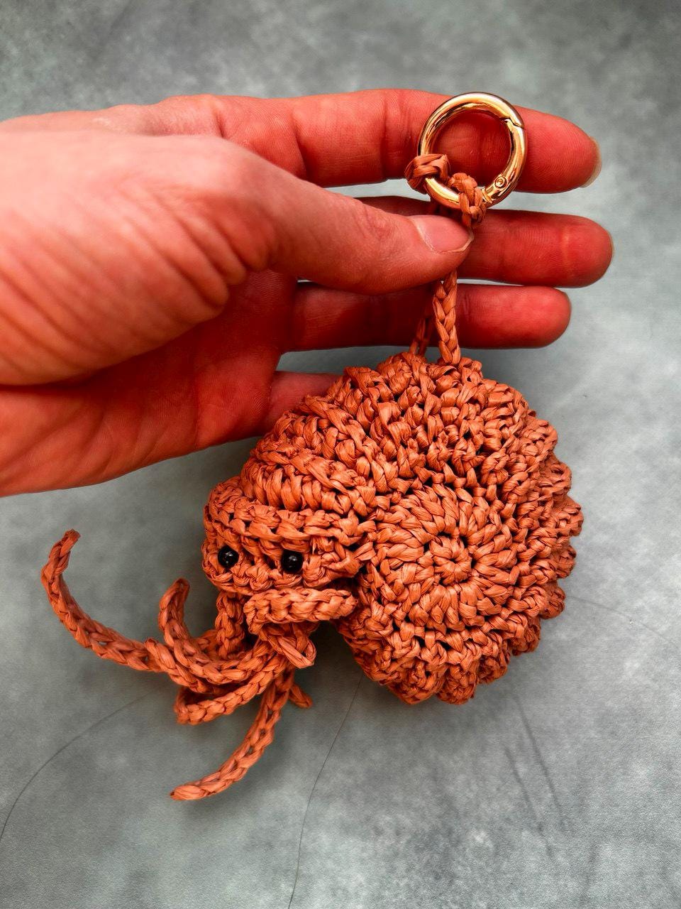 Raffia Keychains Crochet Raffia Seashell Keychain: Ocean-themed Bag Charm - Etsy