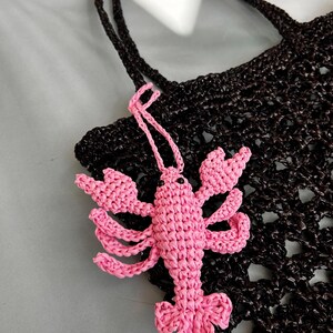 Raffia Lobster Keychain Handmade Nautical Bag Charm Marine Accessory image 12