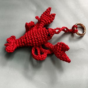 Raffia Lobster Keychain Handmade Nautical Bag Charm Marine Accessory image 3