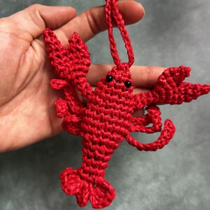 Raffia Lobster Keychain Handmade Nautical Bag Charm Marine Accessory image 4