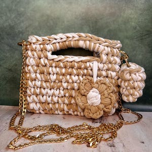 Bestseller Crochet Bag Summer Mini Tote Hand Woven Bag Knitted Minimalism Purse Handmade Gift for Her Shoulder Woman Bag with Accessorries