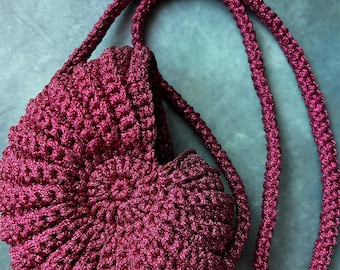 Shine Crochet Seashell Crossbody Bag: Handmade Nautical Evening Purse