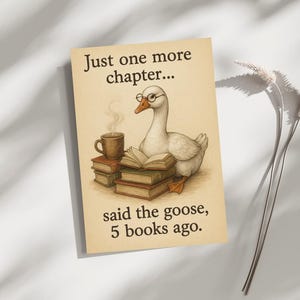 Buchliebhaber-Postkarten-Set, gemütliche Lesestimmung, perfekt für Buchclubs, Geschenke für Leser, literarische Dekoration, nur noch eine Kapitelgans