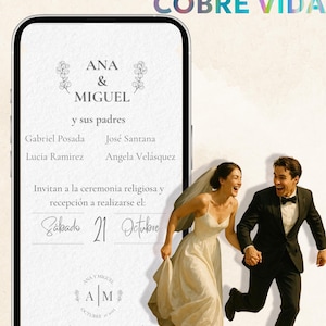 Individuell gestaltbare und minimalistische Hochzeitseinladung fürs Web | Ideal für WhatsApp, E-Mail oder Website | Elegantes Design, bearbeitbar in Canva 2025