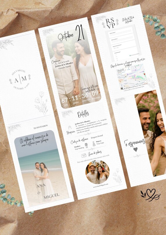 Invitación inolvidable de Boda Digital Personalizable | Cuenta Regresiva + Mapa + RSVP Online | Ideal para WhatsApp, Email y Web