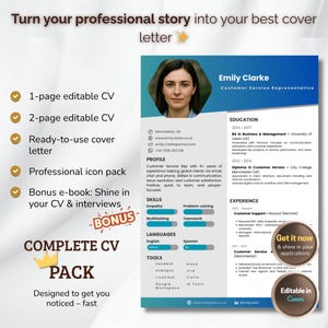 Plantilla CV Profesional 2025 Editable Canva | Currículum -  Hoja de Vida + Carta + Íconos + Ebook Gratis | Diseño Ideal para Buscar Empleo