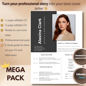 CV 2025 editable en Canva | Plantilla profesional, minimalista y moderna con foto | Ideal para entrevistas, empleo y crecimiento laboral