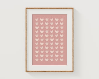 Pink Hearts Wall Art: Romantic Home Decor (Digital Download)