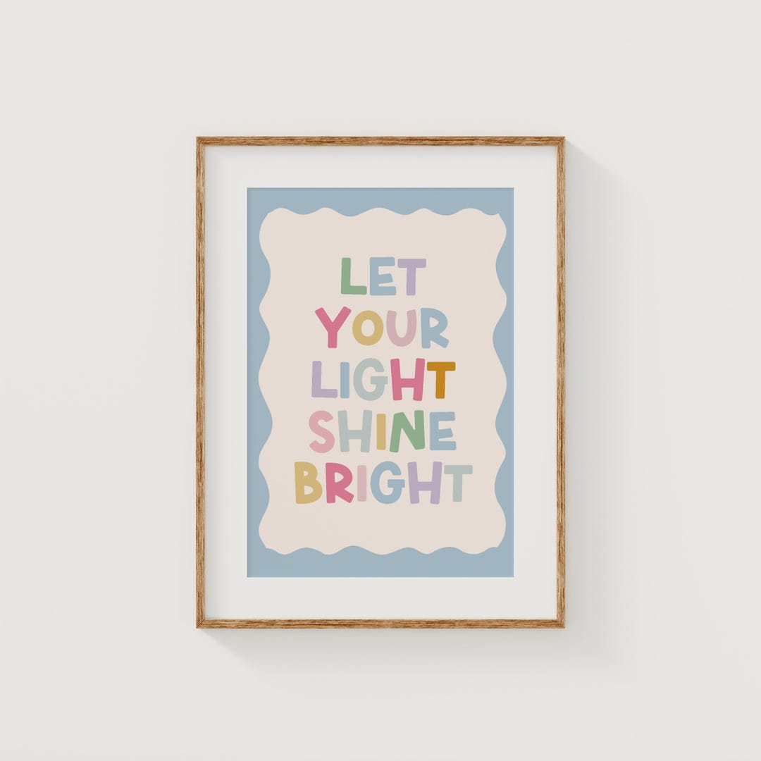 Let Your Light Shine Bright Wall Art: Kids Room Decor (digital Download ...