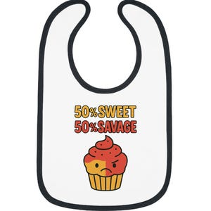 おもしろベビービブ、50%スイート、50%サベージ、かわいい誕生日プレゼント、新米パパママに欠かせないアイテム、ベビーシャワーギフト、幼児用授乳アクセサリー