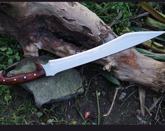 Handmade High Carbon Steel Machete: Rosewood Handle, Heavy-Duty Outdoor Tool