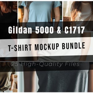 Female T-Shirt Mockup Bundle – 25 High-Quality Gildan 5000 & Comfort Colors C1717 Mockups | Bella Canvas | Digital Download