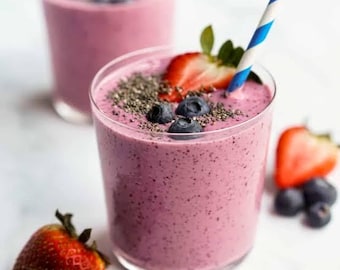 Receta de batido arcoíris para niños / Desayuno o refrigerio saludable / Batido fácil para imprimir en PDF / Bebida ideal para niños pequeños y familias