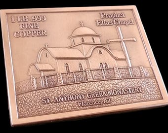 1 LB .999 Fine Copper Bar – St. Anthony Monastery Chapel Art bullion