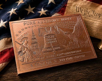 6 Troy Oz .999 Fine Copper Bar | America 250 | USA 250th Anniversary | Liberty Bell | Pure Alchemy Mint | Limited Edition