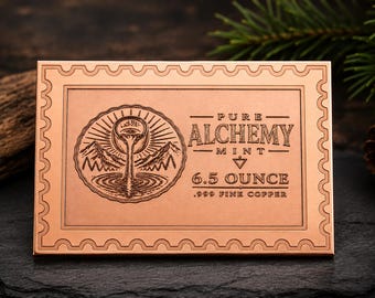 6.5 Ounce .999 Fine Copper Bar | Laser Embossed High Relief | Collectible Copper Bullion | Pure Alchemy Mint