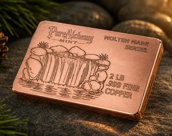 2 LB .999 Fine Copper Bar – Molten Mark Series, Hand Poured Ingot