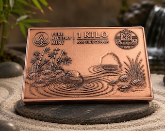 1 Kilo .999 Fine Copper Art Bar - Zen Garden Edition | Pure Alchemy Mint - Molten Mark Series