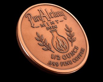 1/2 oz .999 Fine Copper Round | Laser Embossed Bullion Coin | Copper Collectible | Pure Alchemy Mint
