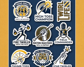 Majorette Stickers Baton Twirling Gifts Marching Band Decals Twirler Team Competition Coach Gift Dance Spirit Sticker Pack Parade Game Mom