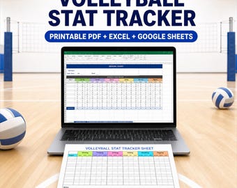 Volleyball Stat Tracker Spreadsheet And Printable Volleyball Stat Sheet for Coaches Season Team Stats Excel & Google Sheet Compatible
