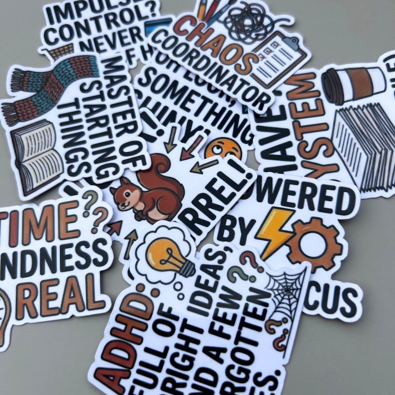 Funny ADHD Humor Stickers Neurodiversity Gift Ideas ADHD Sticker Pack ...