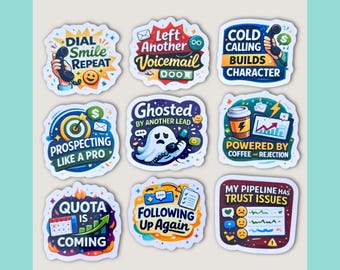 Funny Salesperson Gift Sales Rep Gift Sales Humor Stickers Sales Sticker Pack Die Cut Stickers Office Humor Workspace Accessory Cold Calling