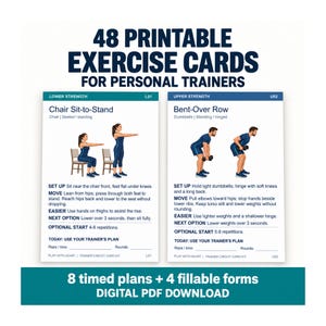 48 Printable Exercise Cards for Personal Trainers, Circuit Plans & Fillable Forms