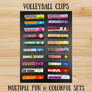 Volleyball Clips, Volleyball Pins for Tournaments, Volleyball Clothespins, Positive, Good Luck Pins, Motivational Pins, Spirit Pins