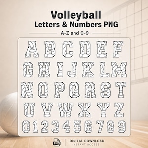 Volleyball-Alphabet (PNG-Format) – Volleyball-Buchstaben für Cricut, Sublimationsbuchstaben, Team-Clipart für Spinddekorationen und individuelle Sportmonogramme