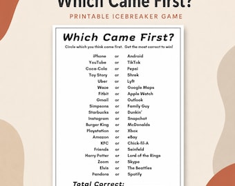 Which Came First Office Icebreaker Game Printable Team Building Trivia Game For Office Party Game Easy Party Starter Game Trivia Icebreaker