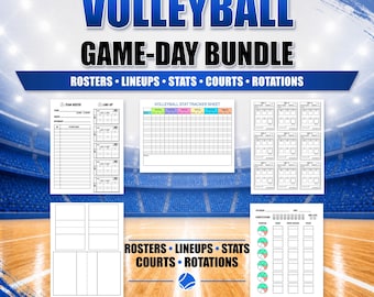 Volleyball Game Day Forms Bundle Printable | Coach Binder Pages Lineup Sheets Stat Tracker Rotation Planner & Court Diagrams Digital PDF