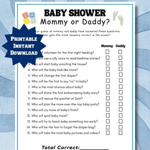 Guess Who Mommy or Daddy Game | Baby Shower Party Game | Mommy or Daddy Game | Baby Shower Game | Who Said It Trivia Game, New Mom and Dad