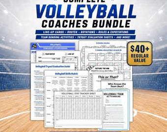 Volleyball Coaching Bundle Volleyball Tryout Evaluations Rotation Guides & Line Up Roster Sheets Team Bonding Activities Player Expectations