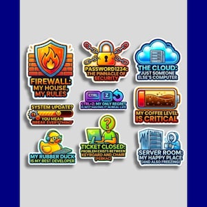 Tech Support Humor Stickers IT Professional Gift Ideas System Admin Laptop Decals Funny Help Desk Coworker Techie Sticker Set For Coder