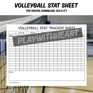 Volleyball Stat Sheet for Coaches, Player Game Tracker, Digital Download for Team Stats and Performance, Printable Stat Sheet for Volleyball