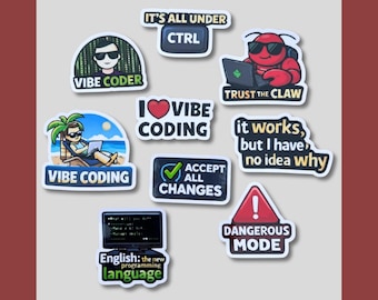 Vibe Coding Sticker Pack Funny Programmer Laptop Stickers AI Coder Sticker Set Tech Humor Decals for Software Developers & Coders Cli Dev